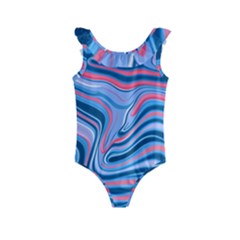 Fluid Art - Abstract And Modern Kids  Frill Swimsuit by GardenOfOphir