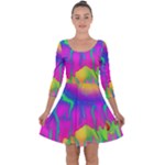 Liquid Art Pattern - Fluid Art - Marble Art - Liquid Background Quarter Sleeve Skater Dress