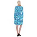 Pattern Ocean Waves Blue Nature Sea Abstract Long Sleeve Velvet Front Wrap Dress View2