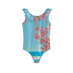 Beach Ocean Flowers Floral Flora Plants Vacation Kids  Frill Swimsuit by Pakemis