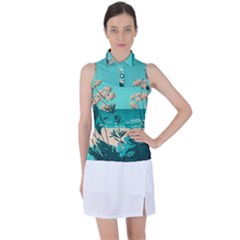 Beach Ocean Flowers Flower Floral Plants Vacation Women s Sleeveless Polo Tee by Pakemis