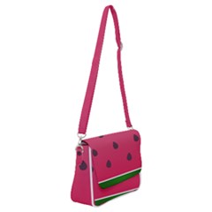 Watermelon Fruit Summer Red Fresh Food Healthy Shoulder Bag With Back Zipper by Wegoenart