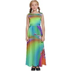 Modern Abstract Liquid Art Pattern Kids  Satin Sleeveless Maxi Dress by GardenOfOphir