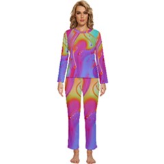 Beautiful Fluid Shapes In A Flowing Background Womens  Long Sleeve Lightweight Pajamas Set by GardenOfOphir