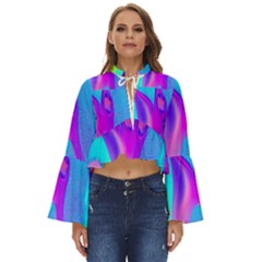 Colorful Abstract Fluid Art Pattern Boho Long Bell Sleeve Top