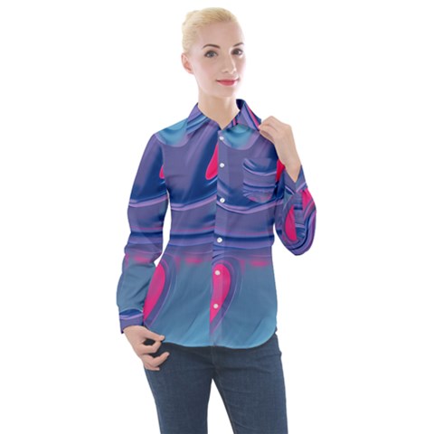 Liquid Art Pattern - Fluid Art Women s Long Sleeve Pocket Shirt by GardenOfOphir