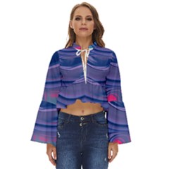 Liquid Art Pattern - Fluid Art Boho Long Bell Sleeve Top