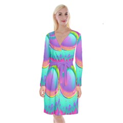Liquid Art Pattern - Fluid Background Long Sleeve Velvet Front Wrap Dress by GardenOfOphir