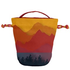 Mountain Forest Nature Scenery Art Mountains Drawstring Bucket Bag by Wegoenart