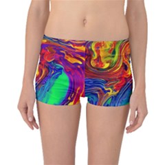 Waves Of Colorful Abstract Liquid Art Boyleg Bikini Bottoms by GardenOfOphir
