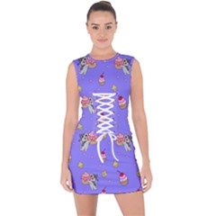 Art Pattern Design Seamless Scrapbooking Lace Up Front Bodycon Dress