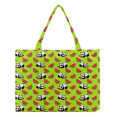 Watermelon Panda Background Wallpaper Medium Tote Bag by Wegoenart