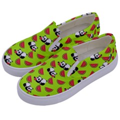 Watermelon Panda Background Wallpaper Kids  Canvas Slip Ons