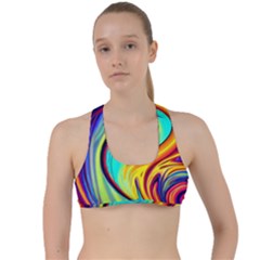 Fluid Art Pattern Criss Cross Racerback Sports Bra by GardenOfOphir