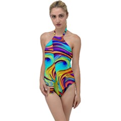 Fluid Art Pattern Go With The Flow One Piece Swimsuit by GardenOfOphir