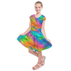 Marble Art Pattern Kids  Short Sleeve Dress by GardenOfOphir