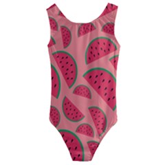 Watermelon Red Food Fruit Healthy Summer Fresh Kids  Cut-out Back One Piece Swimsuit by Wegoenart