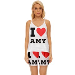 I Love Amy V-neck Satin Pajamas Set by ilovewhateva