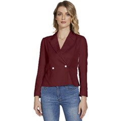 Wine Red	 - 	long Sleeve Revers Collar Cropped Jacket by ColorfulWomensWear