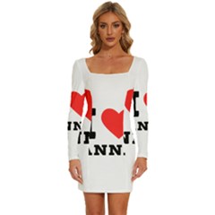 I Love Anna Long Sleeve Square Neck Bodycon Velvet Dress by ilovewhateva