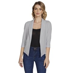 Harbor Grey	 - 	draped Front 3/4 Sleeve Shawl Collar Jacket by ColorfulWomensWear