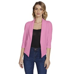 Ballet Slipper Pink	 - 	draped Front 3/4 Sleeve Shawl Collar Jacket by ColorfulWomensWear