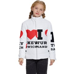 I Love Turkey Sandwich Kids  Puffer Bubble Jacket Coat by ilovewhateva