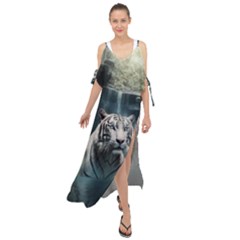 Tiger White Tiger Nature Forest Maxi Chiffon Cover Up Dress