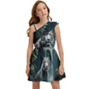 Tiger White Tiger Nature Forest Kids  One Shoulder Party Dress View1