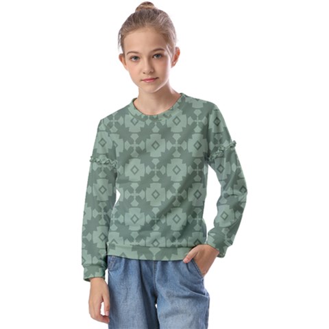 Sophisticated Pattern Kids  Long Sleeve Tee With Frill  by GardenOfOphir