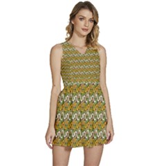 Pattern Sleeveless High Waist Mini Dress by Sparkle