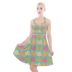 Slugs Pattern Halter Party Swing Dress  by GardenOfOphir