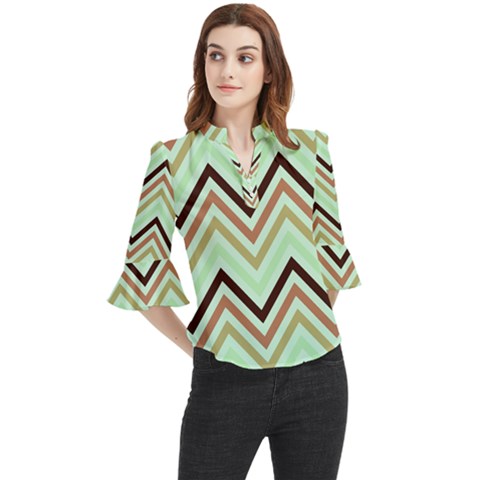 Chevron Iii Loose Horn Sleeve Chiffon Blouse by GardenOfOphir