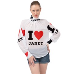 I Love Janet High Neck Long Sleeve Chiffon Top by ilovewhateva
