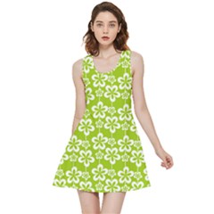 Lime Green Flowers Pattern Inside Out Reversible Sleeveless Dress by GardenOfOphir