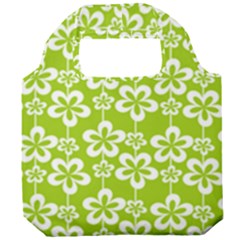 Lime Green Flowers Pattern Foldable Grocery Recycle Bag by GardenOfOphir