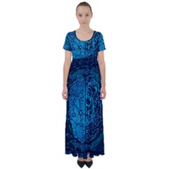 Artificial Intelligence Network Blue Art High Waist Short Sleeve Maxi Dress by Semog4