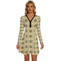 Pattern 145 Long Sleeve Deep V Mini Dress  by GardenOfOphir