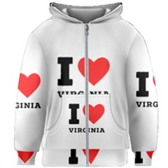 I Love Virginia Kids  Zipper Hoodie Without Drawstring by ilovewhateva