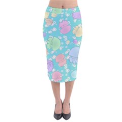 Jellyfish Animal Translucent Velvet Midi Pencil Skirt