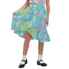 Jellyfish Animal Translucent Kids  Ruffle Flared Wrap Midi Skirt