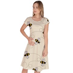 Insects Bees Digital Paper Classic Short Sleeve Dress