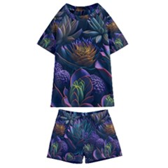 Ai Generated Succulents Flowers Kids  Swim Tee And Shorts Set by Semog4