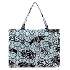 Fish Koi Ocean Sea Oriental Waves Zipper Medium Tote Bag by Semog4