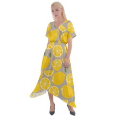 Lemon Background Lemon Wallpaper Cross Front Sharkbite Hem Maxi Dress by Semog4