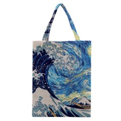 Starry Night Hokusai Vincent Van Gogh The Great Wave Off Kanagawa Classic Tote Bag by Semog4