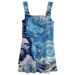 Starry Night Hokusai Vincent Van Gogh The Great Wave Off Kanagawa Kids  Layered Skirt Swimsuit by Semog4