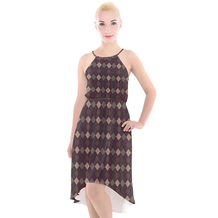 Pattern 254 High-Low Halter Chiffon Dress 