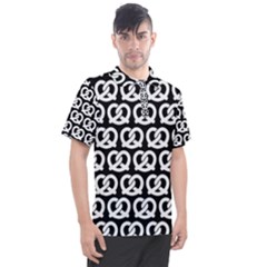 Black And White Pretzel Illustrations Pattern Men s Polo Tee by GardenOfOphir