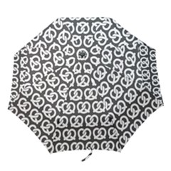 Gray Pretzel Illustrations Pattern Folding Umbrellas by GardenOfOphir